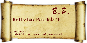 Britvics Paszkál névjegykártya
